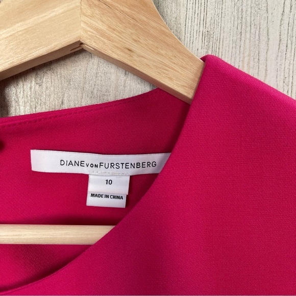 Diane Von Furstenberg Carrie Hot Pink Mini Dress Size 10 - Picture 9 of 10